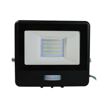 Reflektor LED 20W 1510lm 3000K IP65 Black s pohybovým senzorem a funkcí CUT-OFF Samsung Chip VT-128S-1-B V-TAC