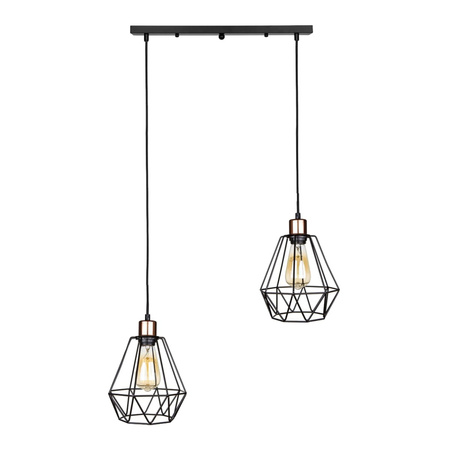 Stropní závěsné svítidlo Loft Black and Gold Diamond Hanging Strip pro LED 2x E27 Brilliant