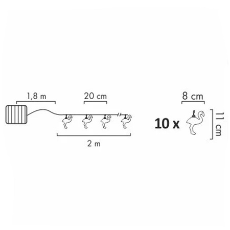 DEKORATIVNÍ zahradní SOLÁRNÍ VĚNA 10 růžových plameňáků 6500K GOLDLUX (Polux)