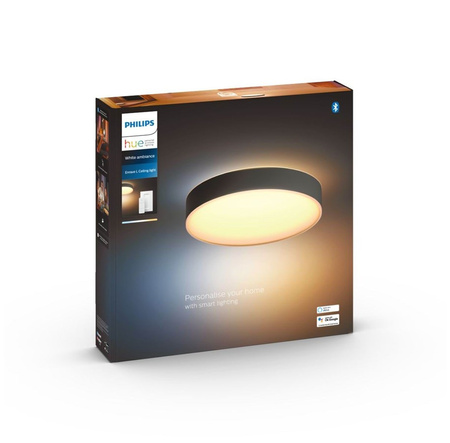 LED stropní podhled Enrave černý 33,5W 42,5cm CCT PHILIPS HUE Bluetooth + stmívač