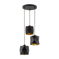 SIRO BLACK Lustr Závěsné stropní svítidlo černá a zlatá Moderní geometrické 3xE27 1045 TK Lighting