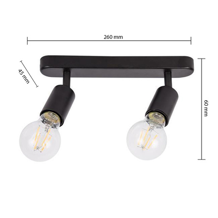 Bodové stropní svítidlo Tuba Reflektor Halogenové svítidlo 2x E27 Moving Black Eos Masterled