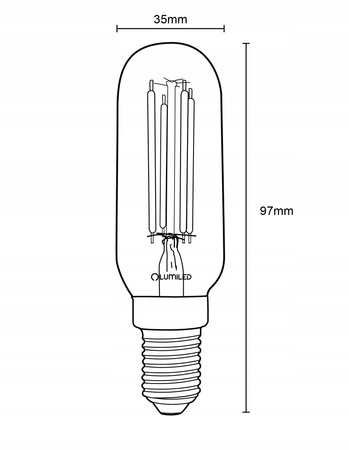 6x Žárovka LED lednička E14, T25 4W = 40W 440lm 4000K Neutralní bílá Filament LUMILED