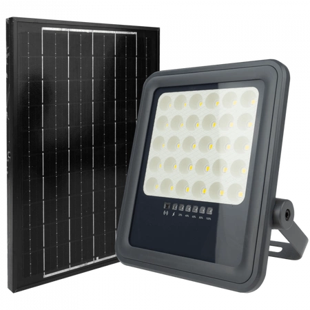 LED reflektor Solar 100W 900lm 4000lm Neutral IP65 se soumrakovým senzorem + dálkové ovládání Ecolight