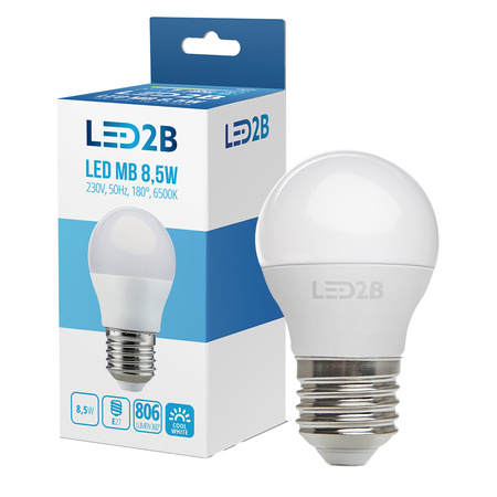 LED žárovka E14 Ball 9W 806lm 6500K Cold 180° LED2B Kobi