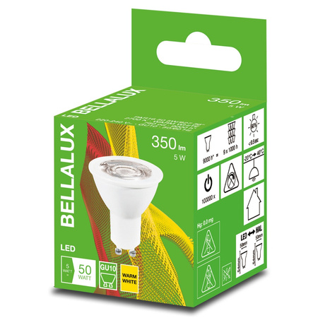 LED žárovka GU10 4,5W = 50W 350lm 2700K Warm 36° BELLALUX