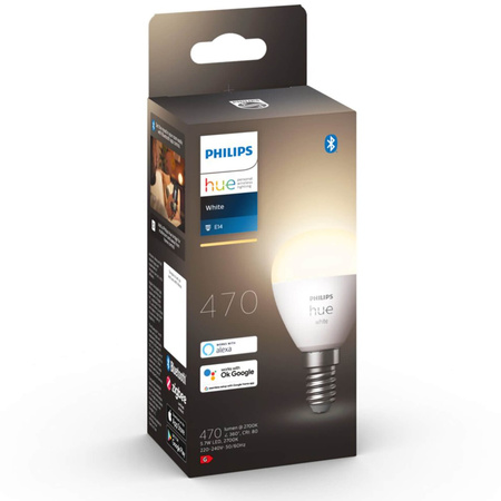 LED žárovka kulová E14 P45 5,7W 2700K teplá bílá PHILIPS HUE White Bluetooth Zigbee