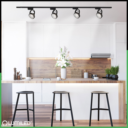 Osvětlovací lišta 2m + 4x reflektor lištový, GU10 AR111 Černá VICTUS LUMILED