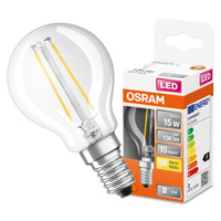 LED žárovka E14 P45 CL 1.5W = 15W 136lm 2700K Teplá bílá 300° vlákno OSRAM STAR