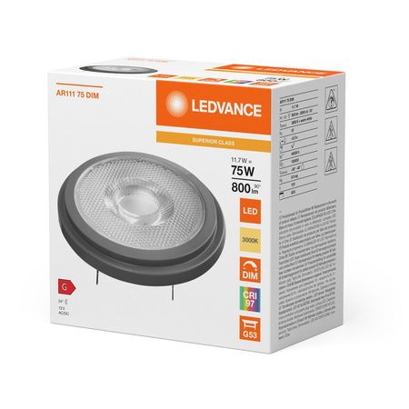 LED žárovka AR111 G53 11,7W = 75W 800lm 3000K teplá bílá 12V DIMMABLE LEDVANCE