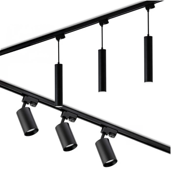 Sada osvětlovacích lišt 3m + 6x GU10 Busbar Spotlight + úhlový spínač černá LUMILED