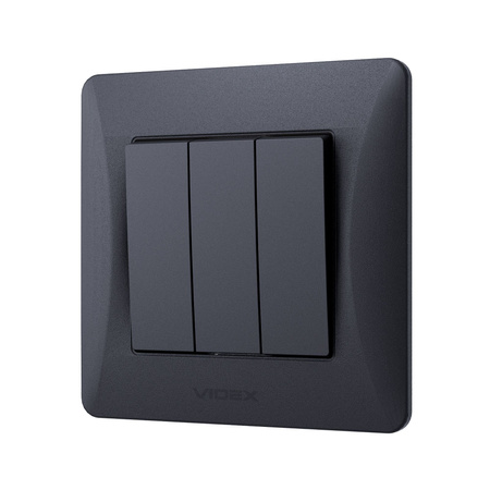 3cestný spínač 10A Povrchová montáž Černá BINERA VIDEX