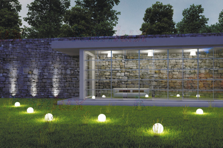 Venkovní kulové svítidlo E27 IDAVA 35cm poháněné kanluxem