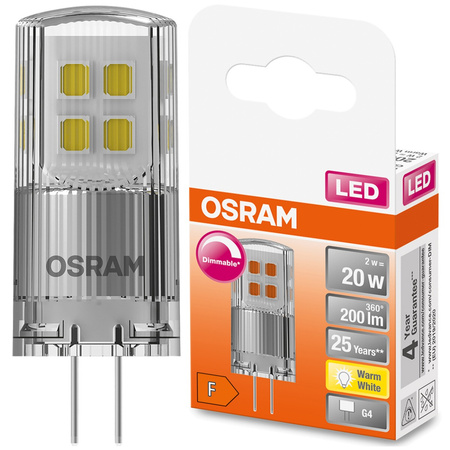 LED žárovka G4 s paticí 2W = 20W 200lm 2700K Teplá bílá 320° OSRAM Star stmívatelná