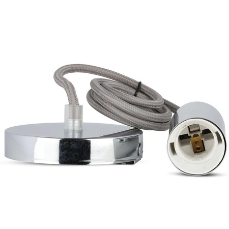 Závěsné svítidlo E27 Chromované stínítko s šedým kabelem VT-7338 V-TAC