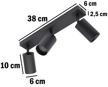 Stropní svítidlo 3x GU10 SPOT LED svítidlo QUALIS III Black