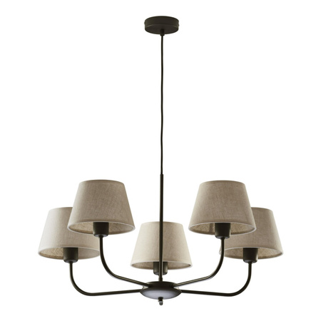 CHICAGO LINEN Závěsné stropní svítidlo černo-béžové Loft Lustr 5xE27 3989 TK Lighting