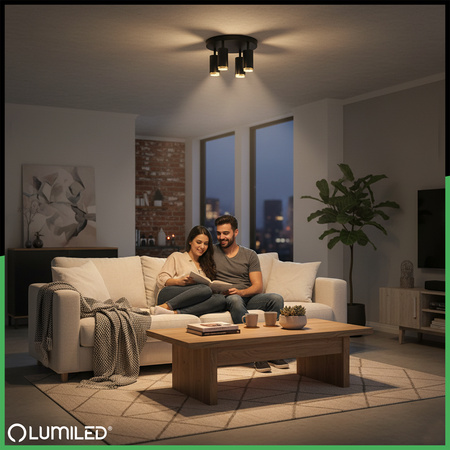 Reflektorové stropní svítidlo 4x GU10 Plafond ELIGIS Black LUMILED