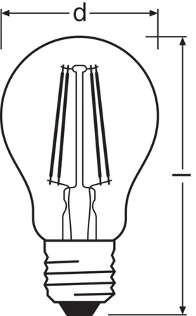 LED žárovka E27 A60 7W = 60W 806lm 6500K studená bílá 300° Filament BASE Osram