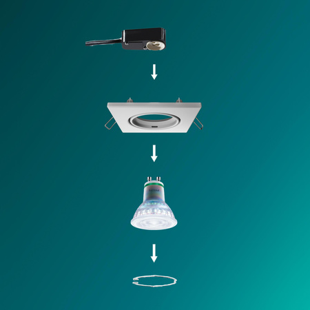 LED GU10 zapuštěná pod omítku hliníková čtvercová bílá Peridot Philips