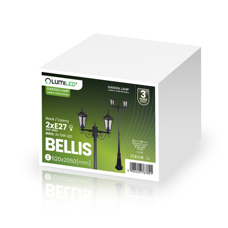 Venkovní zahradní lampa E27, LED sloupek lucerna 200cm BELLIS LUMILED