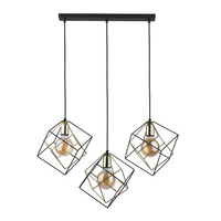 ALAMBRE Závěsné stropní svítidlo černá a zlatá Geometrický lustr 3xE27 2699 TK Lighting