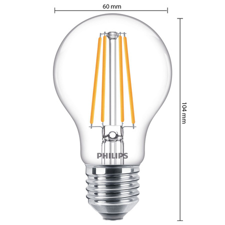 LED žárovka E27 A60 8.5W = 75W 1055lm 4000K neutrální bílá vlákno PHILIPS