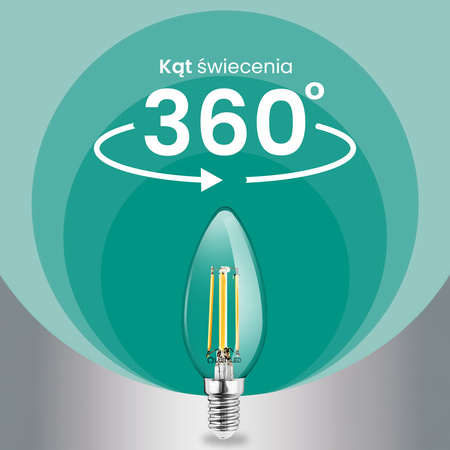 LED žárovka E14 svíčka B35 2,2W 470lm = 40W 2700K teplá bílá 360° Filament energetická třída A LUMILED
