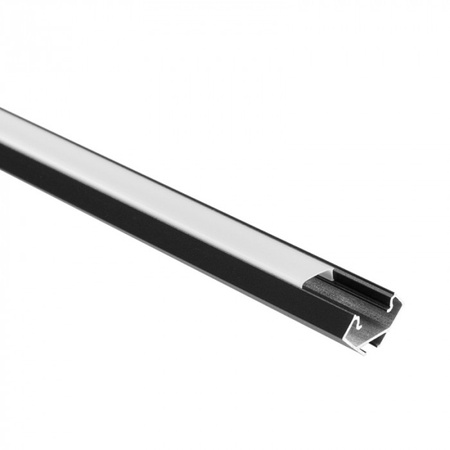 Hliníkový rohový LED profil Povrchová montáž černá 1m s matným difuzorem pro LED pásky + krytky Ecolight řady R