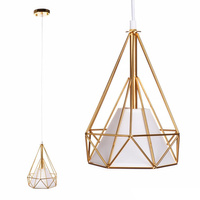 LOFT DIAMENT Slim 1 x E27 GOLD Drátěné závěsné geometrické stropní svítidlo GOLD