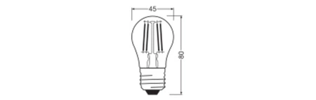 LED žárovka P45 E27 3,4W = 40W 470lm 2700K Warm Dimmable 320° Filament Performance Class Ledvance
