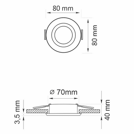 Kulaté stříbrné broušené vestavné svítidlo BORAS Očko MR16 IP44 GOLDLUX (Polux)