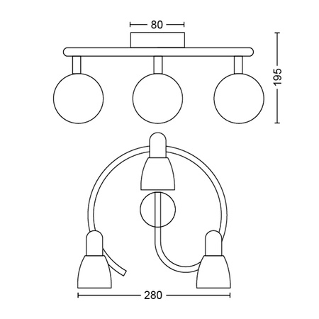 Stropní svítidlo BURLAP 3x E14 Nástěnné svítidlo Reflektor pevný PHILIPS
