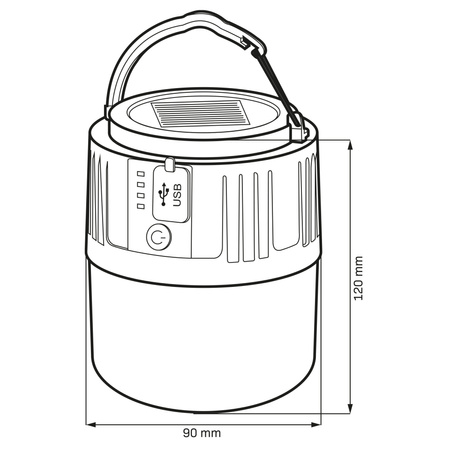 Solární LED kempingová lampa 3W 400lm 7000K studená bílá oranžová IPX4 se soumrakovým senzorem Sanico Goldlux