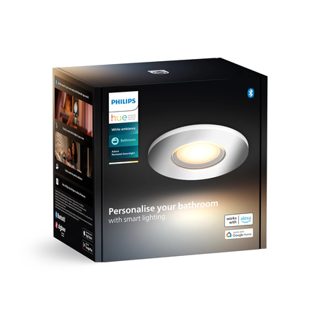 Vestavné svítidlo LED Hermetic IP44 do koupelny 4,2 W 400 lm IP44 White Ambiance TW Chrome Smart SMART Zigbee Bluetooth Adore Philips HUE