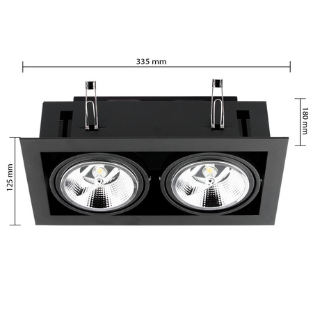 Halogenové pohyblivé svítidlo pod omítku 2x GU10 ES111 obdélníkové černé