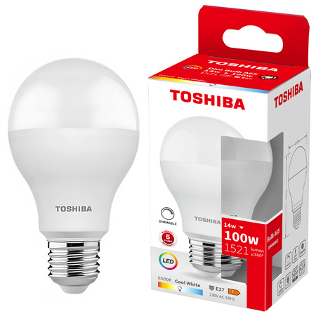 LED žárovka E27 A60 14W = 100W 1521lm 6500K Cold Dimmable TOSHIBA