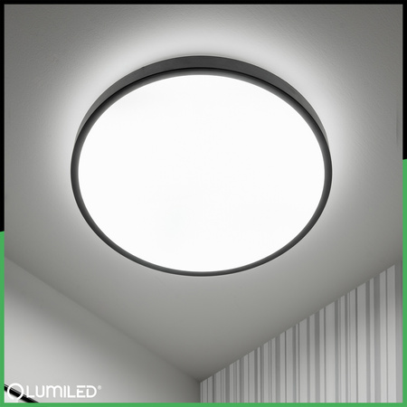 Stropní LED plafón s povrchovou montáží 36W 4000K CELIS Round IP44 Black Ring ALS LUMILED