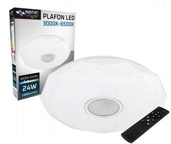 LED stropní koupelnový plafón 24W 3000-6500K White Round Diamond 39cm + dálkové ovládání