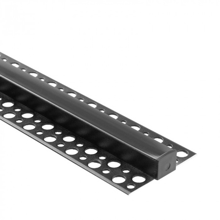 Hliníkový LED profil pro sádrokarton REGIPS Podprofil pro dlaždice černý 2m s difuzorem Černý pro LED pásky + koncovky GN série Ecolight