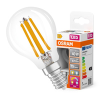 LED žárovka E14 P40 4W = 40W 470lm 2700-4000K Teplá bílá a Neutrální bila 320° vlákno OSRAM STAR A a R