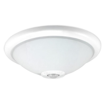 LED stropní svítidlo pro povrchovou montáž 2x E27 s PIR pohybovým senzorem bílé kulaté 30cm