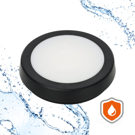 LED stropní svítidlo do koupelny Povrchová montáž 12W 1140lm 4000K 120° černá IP65 Nairos Kobi