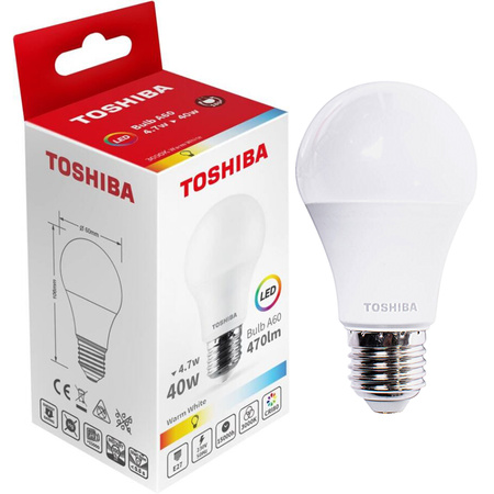 LED žárovka E27 A60 4.7W = 40W 470lm 4000K neutrální bílá TOSHIBA