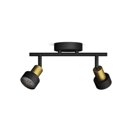 Reflektorové stropní svítidlo 2x GU10 černá-měděný vodič Philips