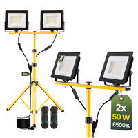 LED reflektor ZUNA2 Halogenová lampa 2x 50W 6500K na stojanu + kabel + hermetický konektor LUMILED