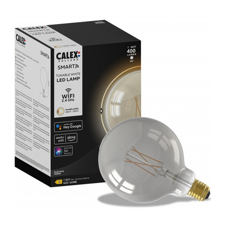Dekorativní LED žárovka E27 G125 SMART WiFi 7W 400lm TUYA Filament CALEX Globe Smoke