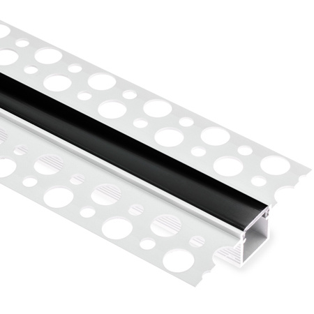 Podhledový Architektonický Hliníkový Profil pro LED do Sádrokartonových Desek, 2m + Černá Krytka LUMILED