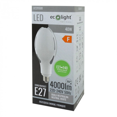 LED žárovka E27 40W 4000lm 4000K Neutral Rocket Ecolight
