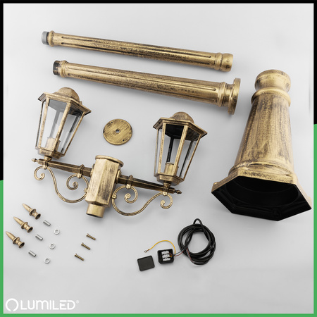 Venkovní zahradní lampa E27, LED sloupek lucerna 200cm BELLIS LUMILED